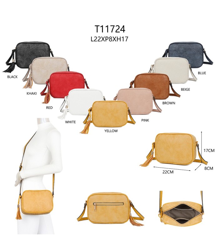 T11724 - Bolso tipo de estilo rectangular con bandolera cruzada