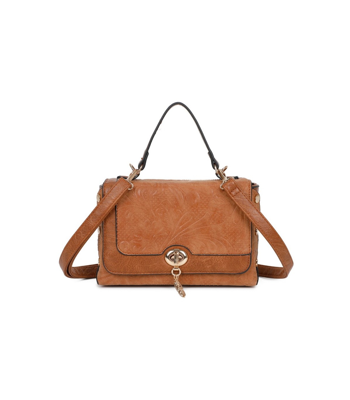 T11729 - Bolso de solapa con cierre de pestillo bandolera a juego