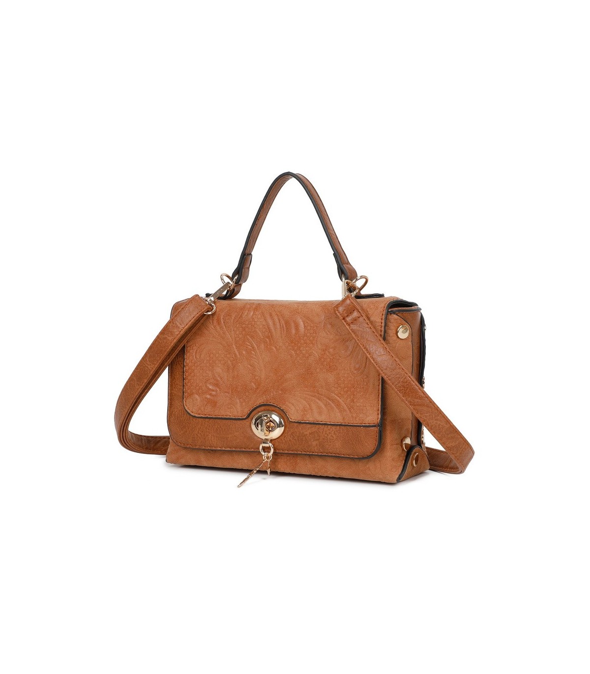 T11729 - Bolso de solapa con cierre de pestillo bandolera a juego