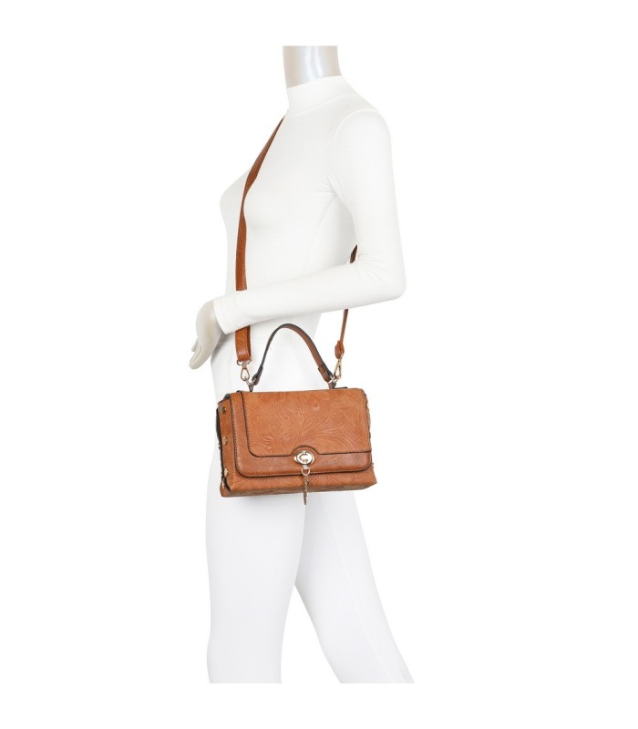 T11729 - Bolso de solapa con cierre de pestillo bandolera a juego