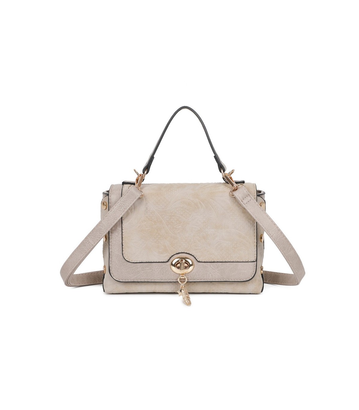T11729 - Bolso de solapa con cierre de pestillo bandolera a juego