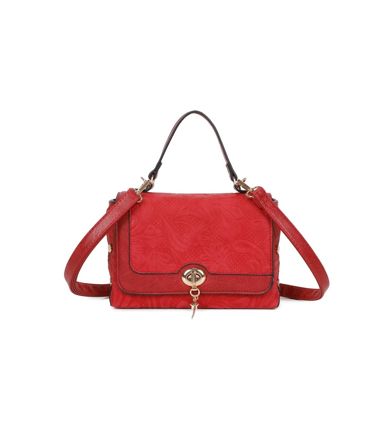 T11729 - Bolso de solapa con cierre de pestillo bandolera a juego