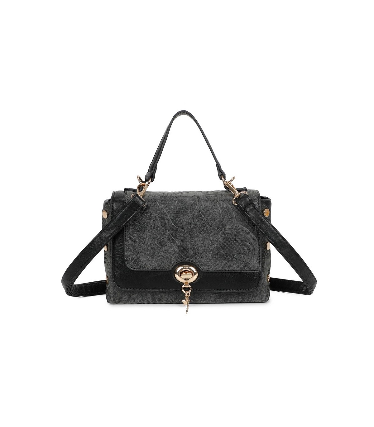 T11729 - Bolso de solapa con cierre de pestillo bandolera a juego