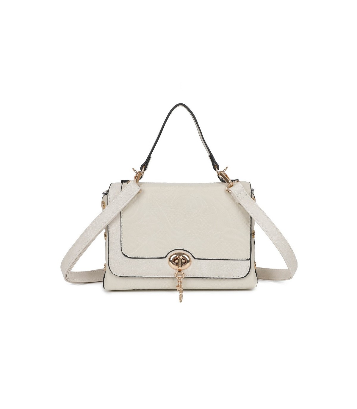 T11729 - Bolso de solapa con cierre de pestillo bandolera a juego