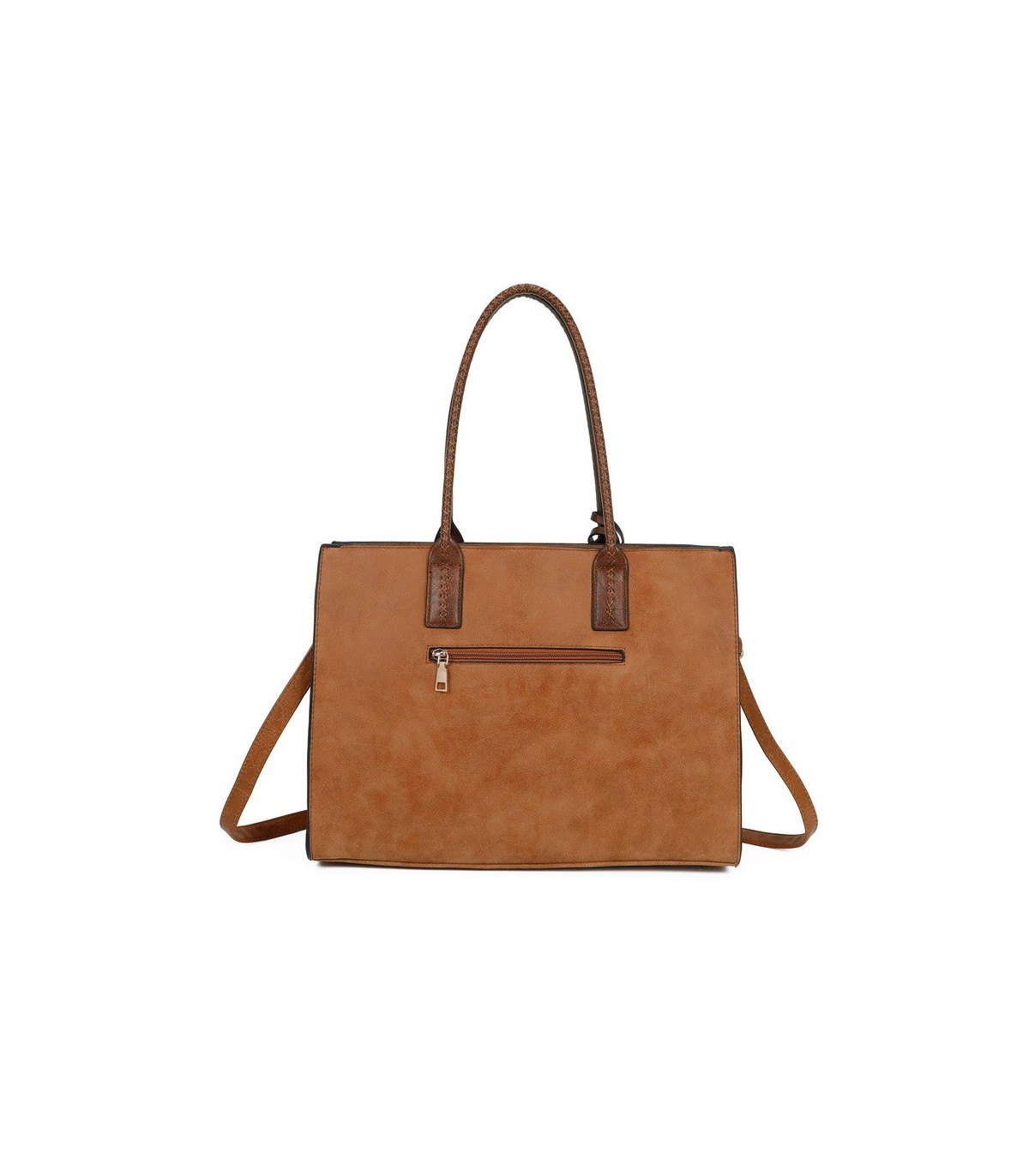 T11730 - Bolso rectangular con borla y gran capacidad con textura de patrón de hojas