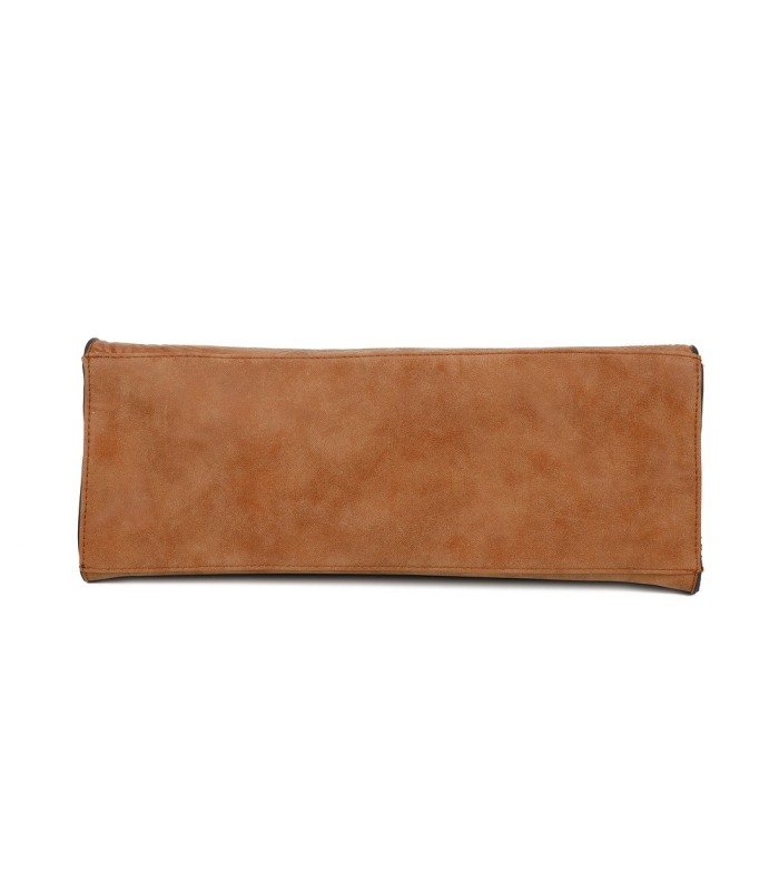 T11730 - Bolso rectangular con borla y gran capacidad con textura de patrón de hojas