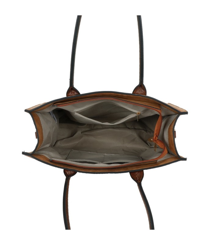 T11730 - Bolso rectangular con borla y gran capacidad con textura de patrón de hojas