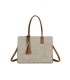 T11730 - Bolso rectangular con borla y gran capacidad con textura de patrón de hojas