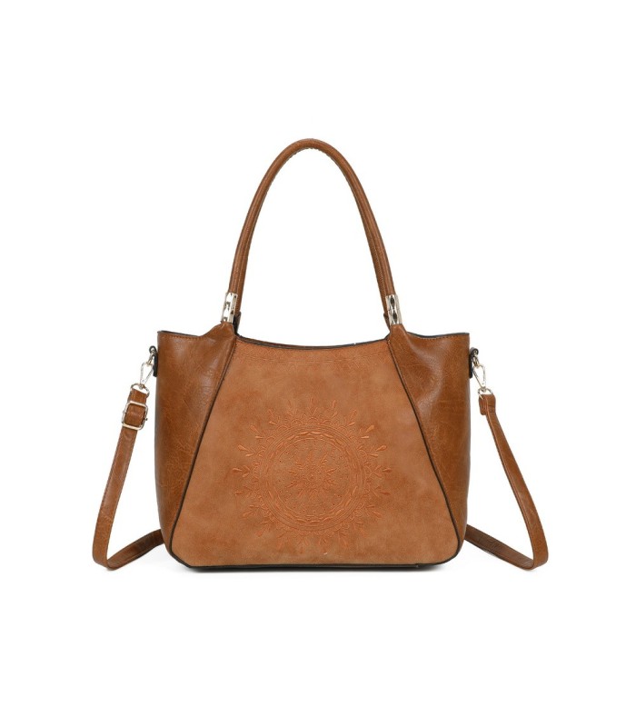 T11735 - Bolso de hombro con bordado de sol con bandolera ajustable