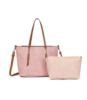 T11741 - Bolso con neceser a juego del mismo color amplio espacio
