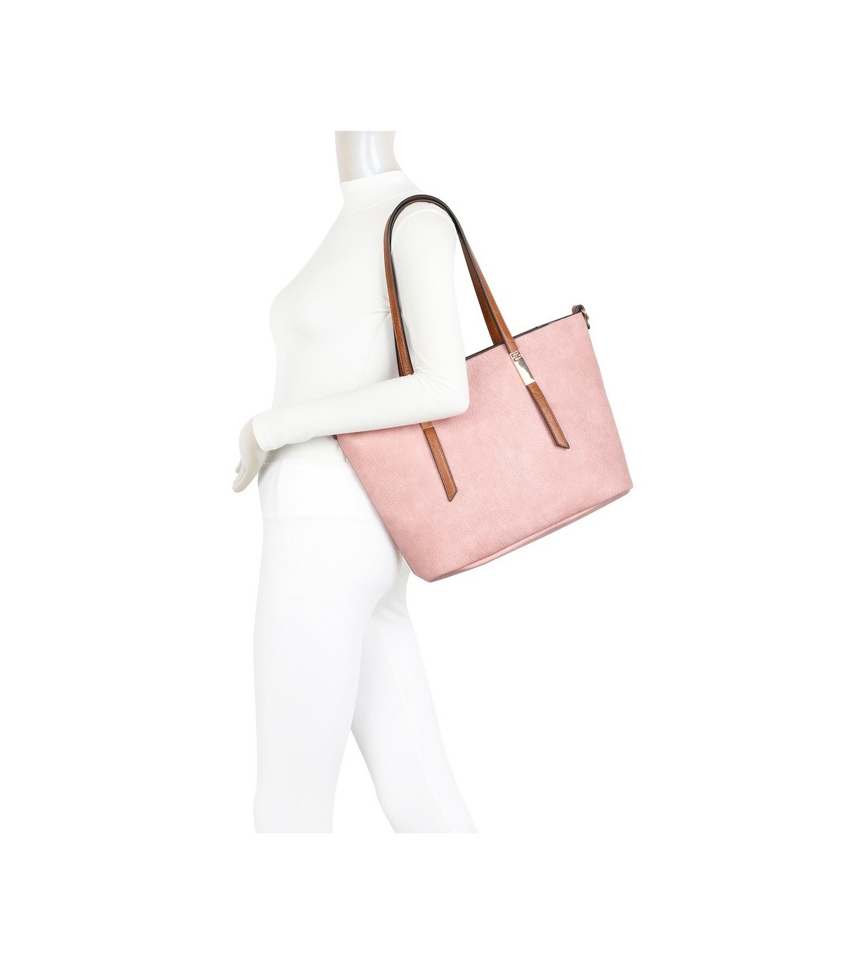 T11741 - Bolso con neceser a juego del mismo color amplio espacio