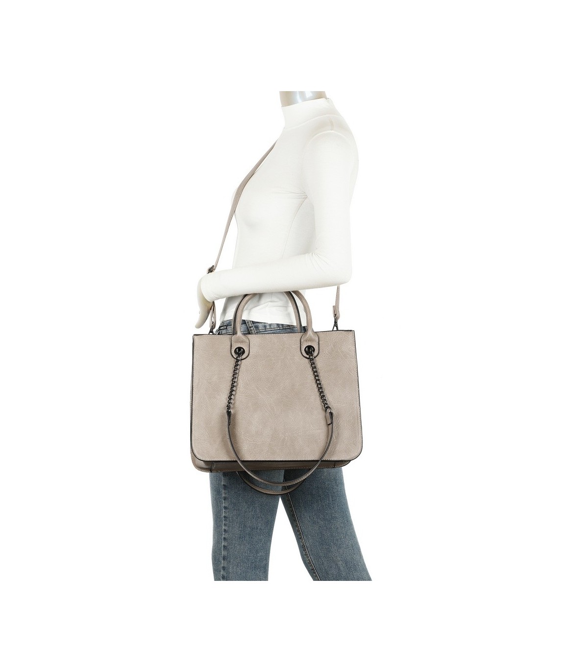 T11709 - Bolso de mano con bandolera y asas grandes