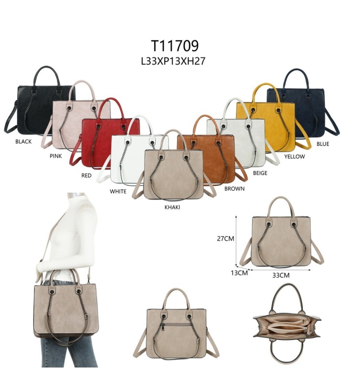 T11709 - Bolso de mano con bandolera y asas grandes