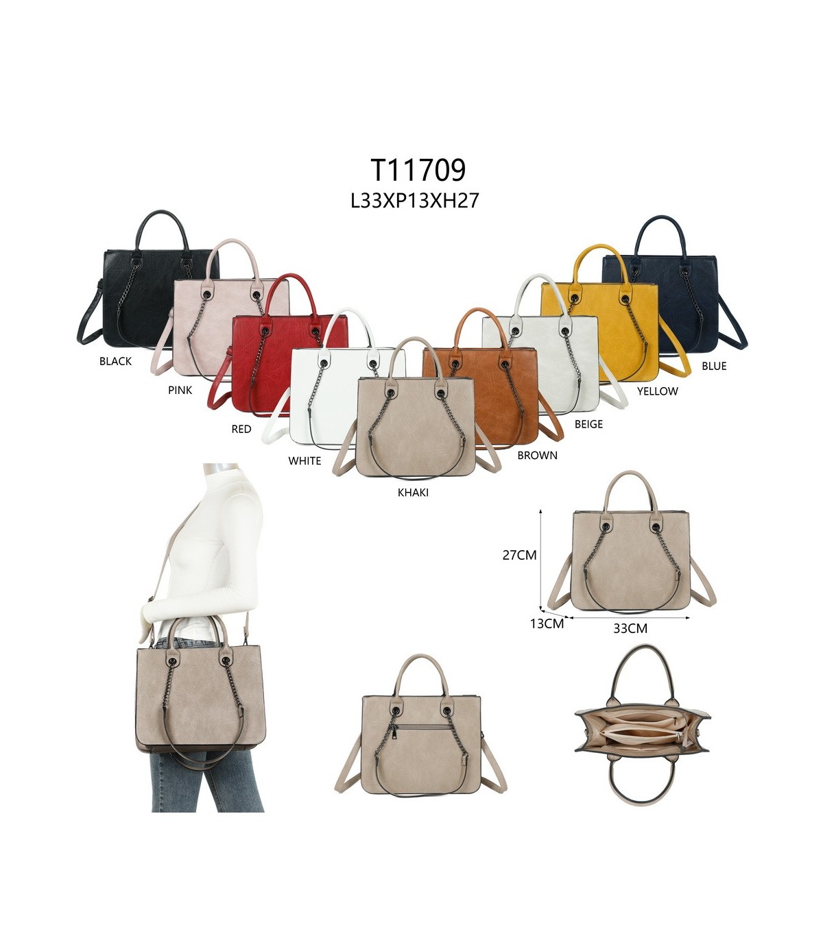 T11709 - Bolso de mano con bandolera y asas grandes