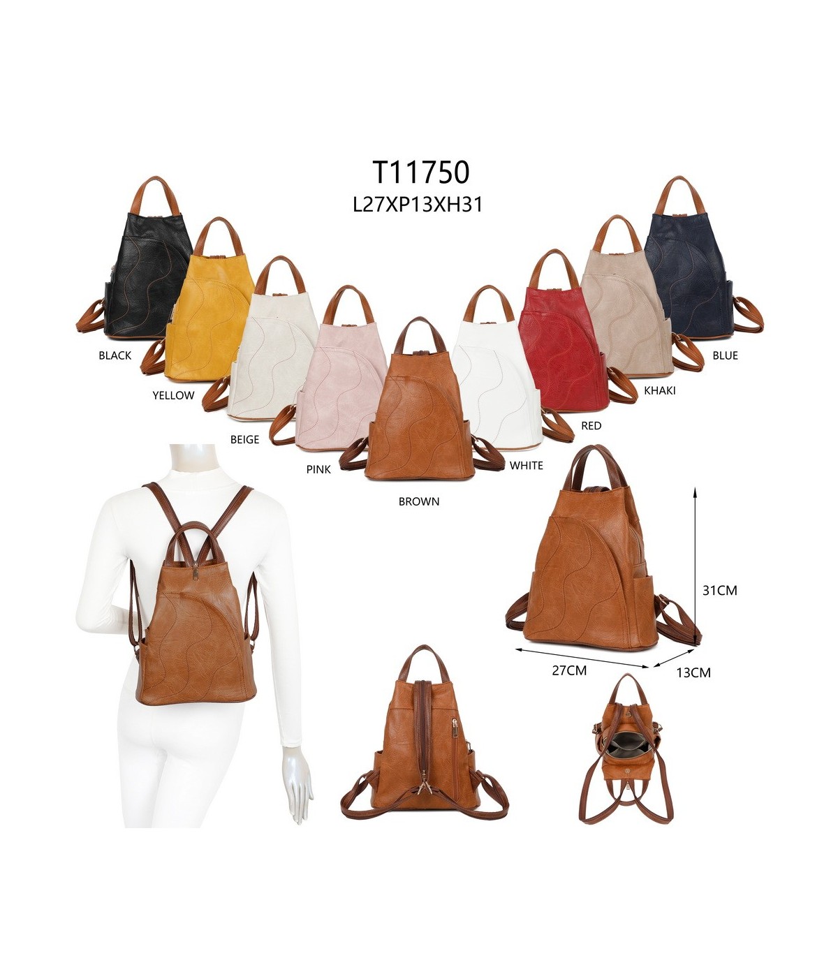 T11750 - Mochila con bolsillo antirrobo y cierre de imán