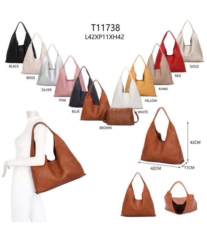 T11738 - Bolso de hombro grande con neceser con bandolera