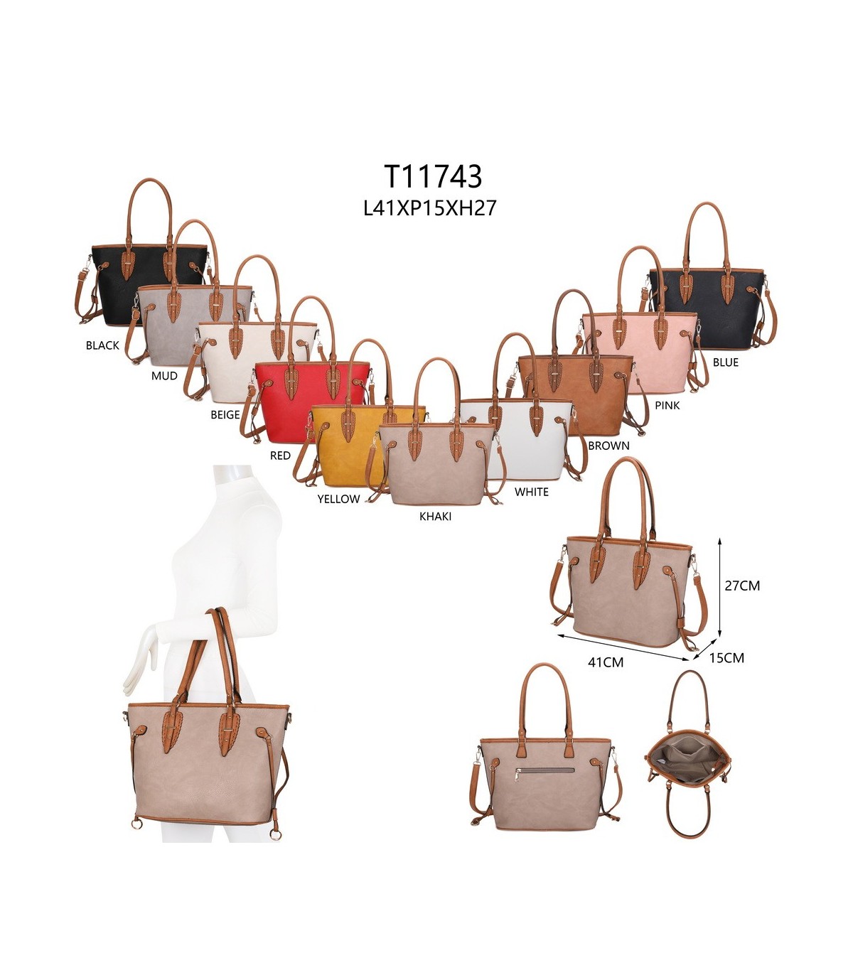 T11743 - Bolso bandolera con asas para colgar del hombro