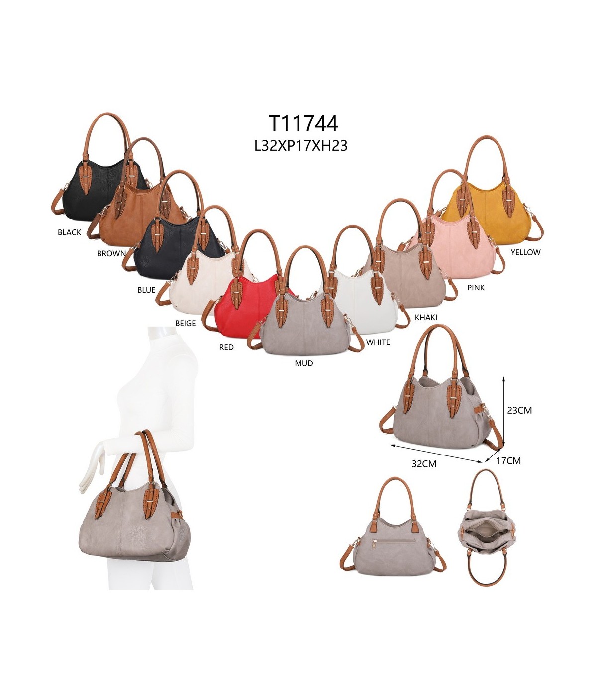 T11744 - Bolso con bandolera y varios compartimentos