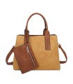 T11726 - Bolso de mano con bandolera y monedero marrón quitable
