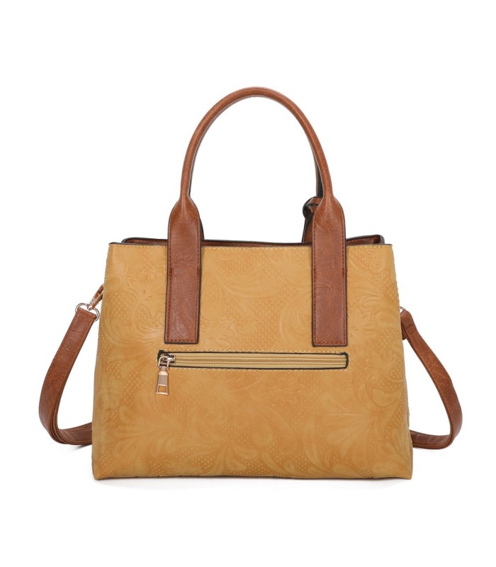 T11726 - Bolso de mano con bandolera y monedero marrón quitable