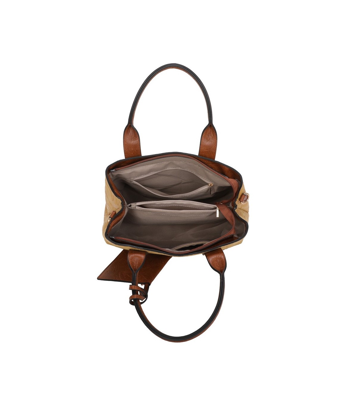 T11726 - Bolso de mano con bandolera y monedero marrón quitable