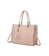 T11701 - Bolso con neceser y borla rectangular con acabados metálicos