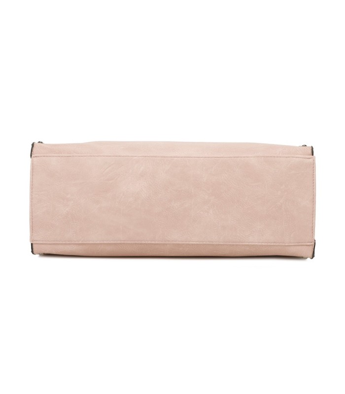 T11701 - Bolso con neceser y borla rectangular con acabados metálicos