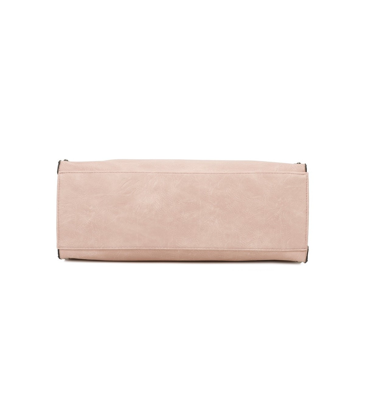T11701 - Bolso con neceser y borla rectangular con acabados metálicos