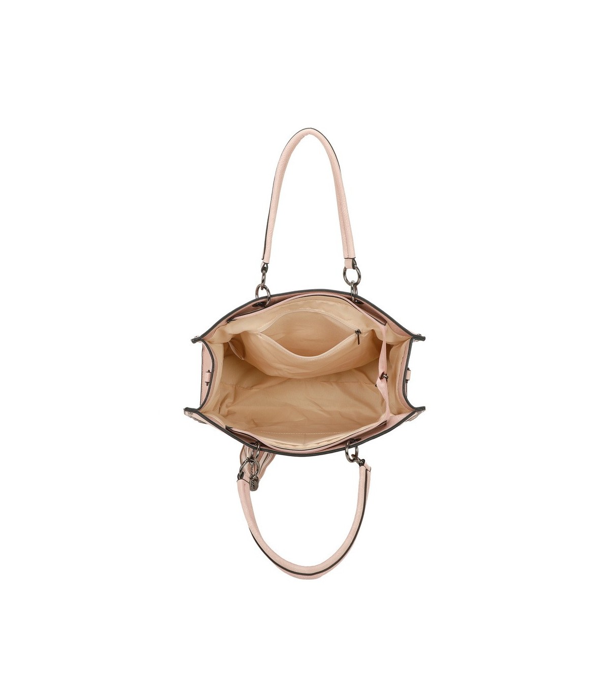 T11701 - Bolso con neceser y borla rectangular con acabados metálicos