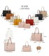 T11701 - Bolso con neceser y borla rectangular con acabados metálicos