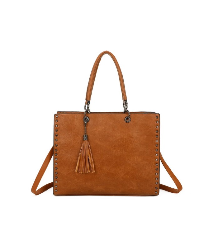 T11702 - Bolso cuadrado con borla y tachuelas