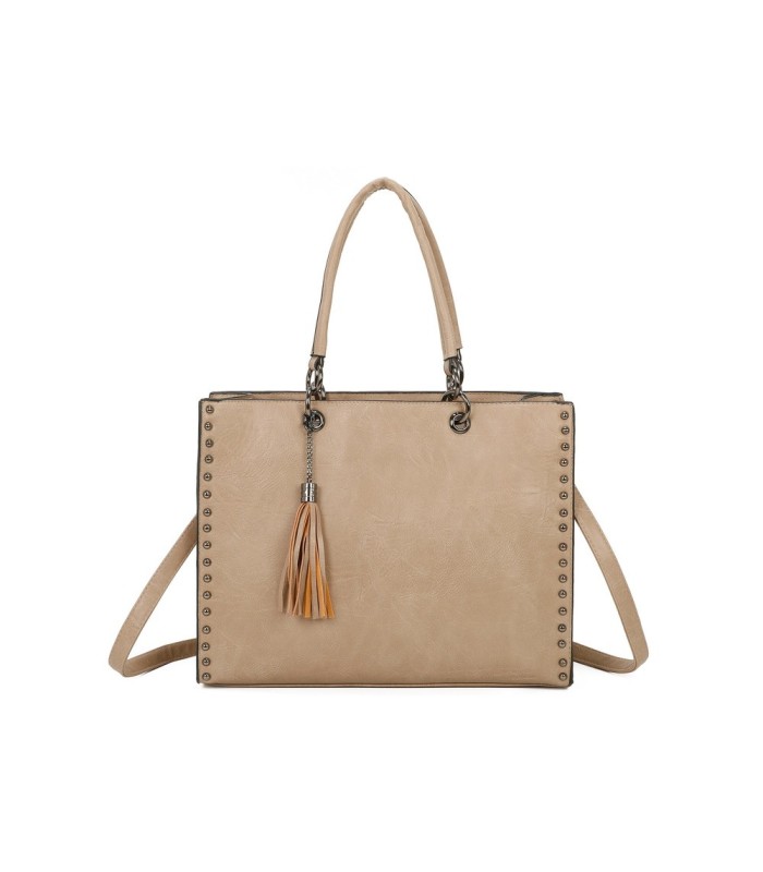 T11702 - Bolso cuadrado con borla y tachuelas