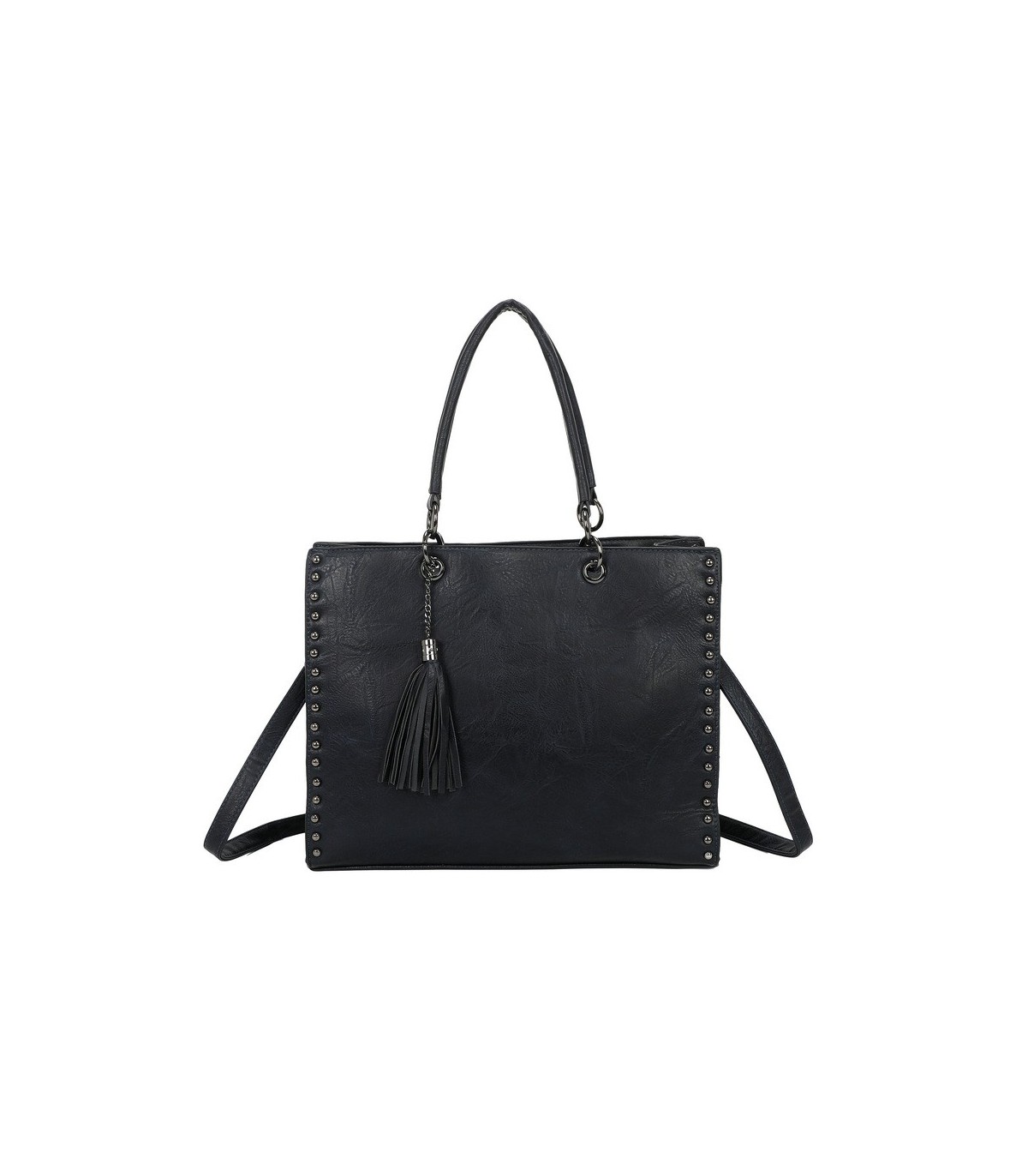 T11702 - Bolso cuadrado con borla y tachuelas
