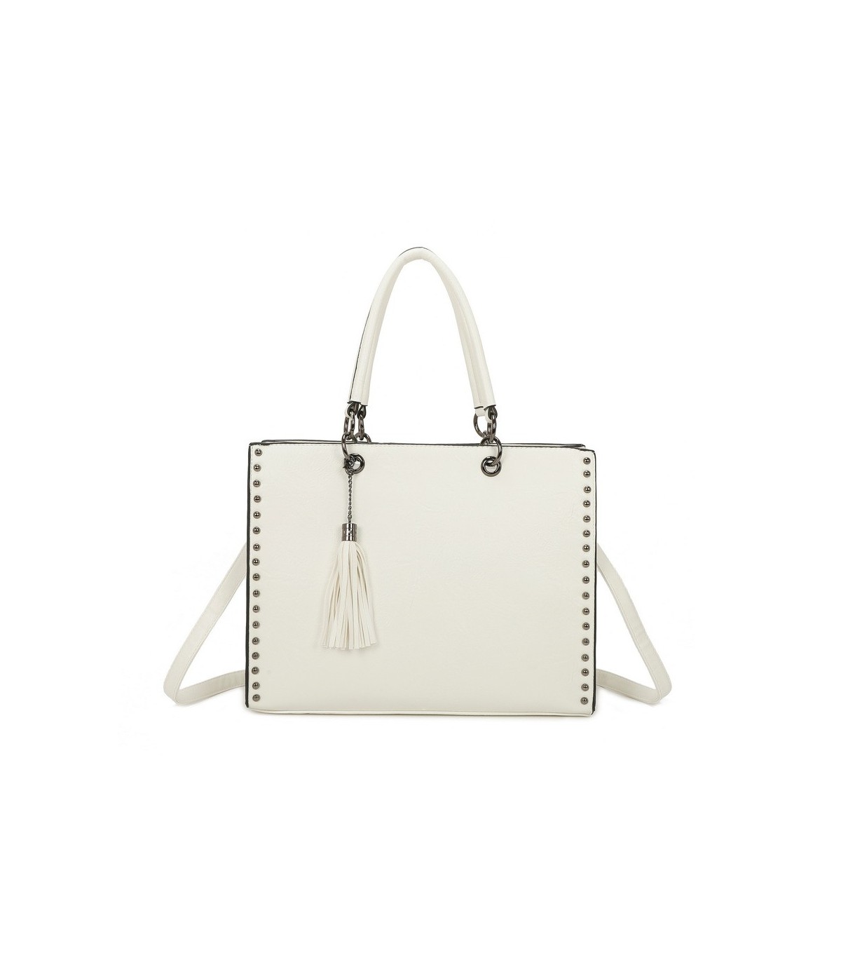 T11702 - Bolso cuadrado con borla y tachuelas