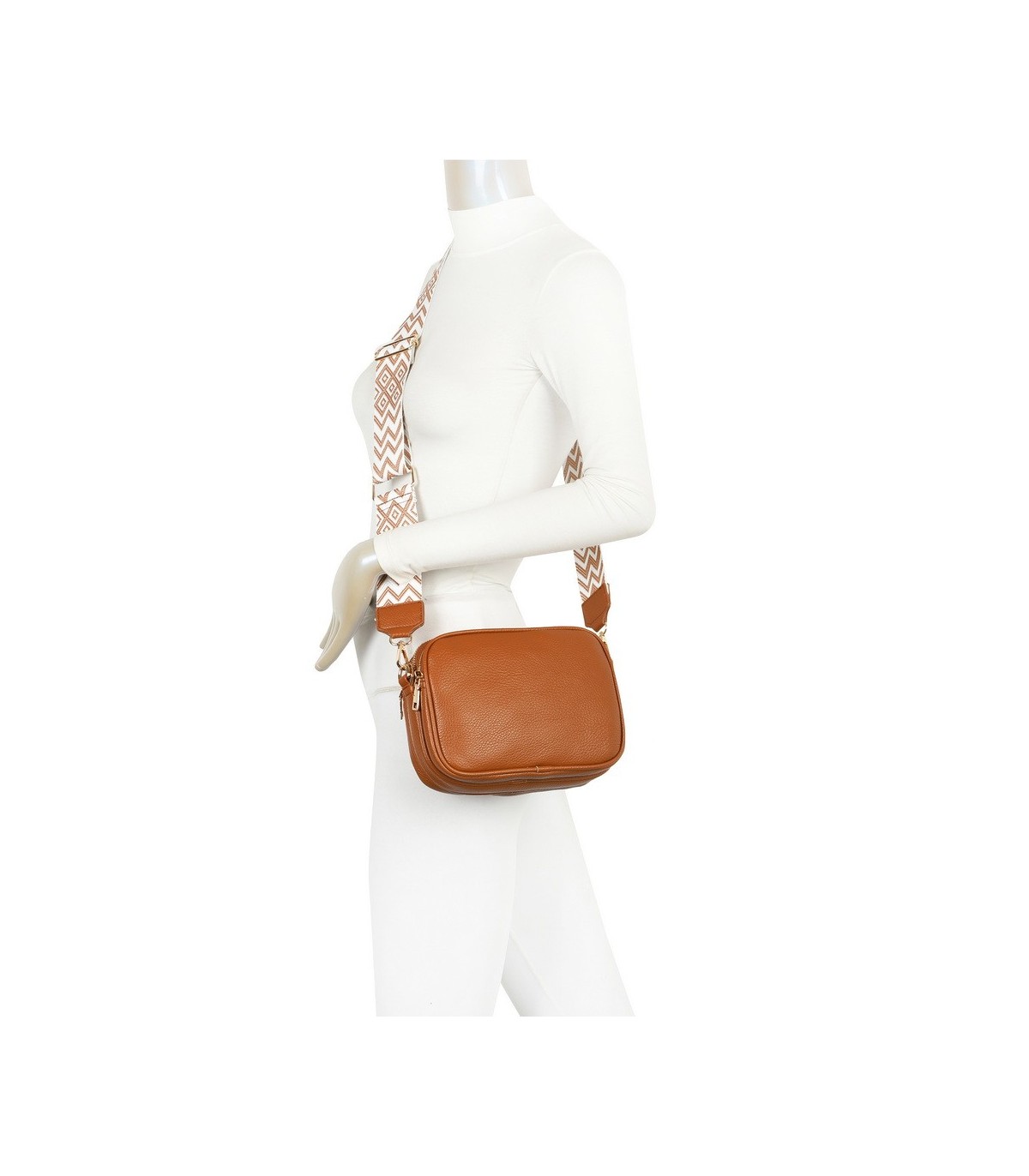 T11696 - Bolso rectangular bandolera con rayas