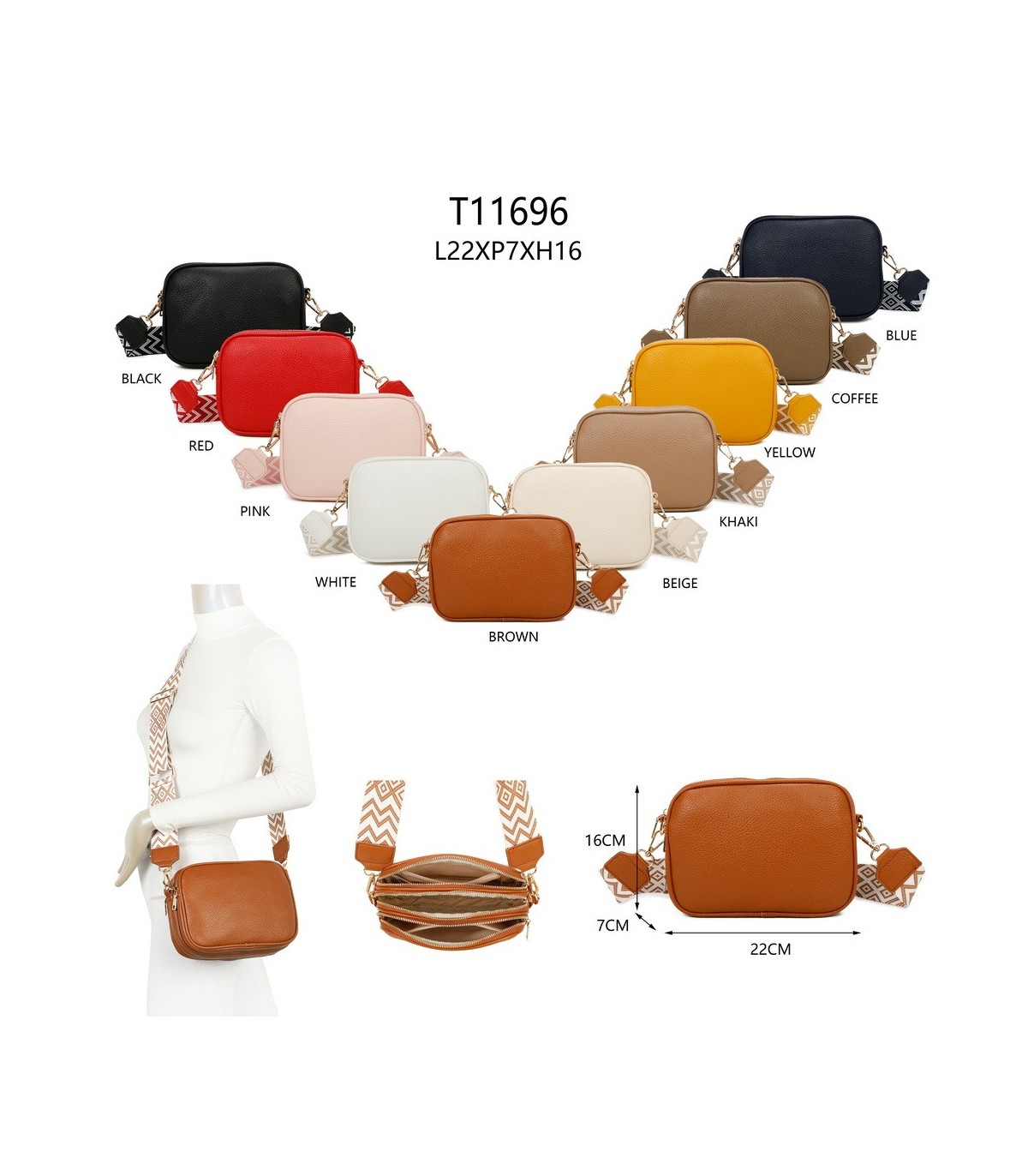 T11696 - Bolso rectangular bandolera con rayas
