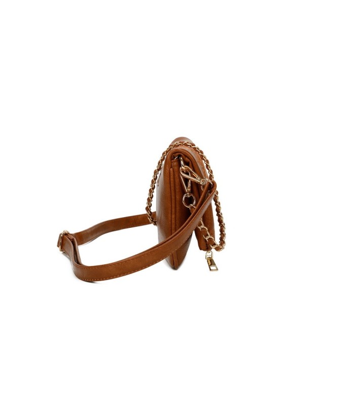 T11523 - Bolso con bordado de sol y bandolera trenzada de metal