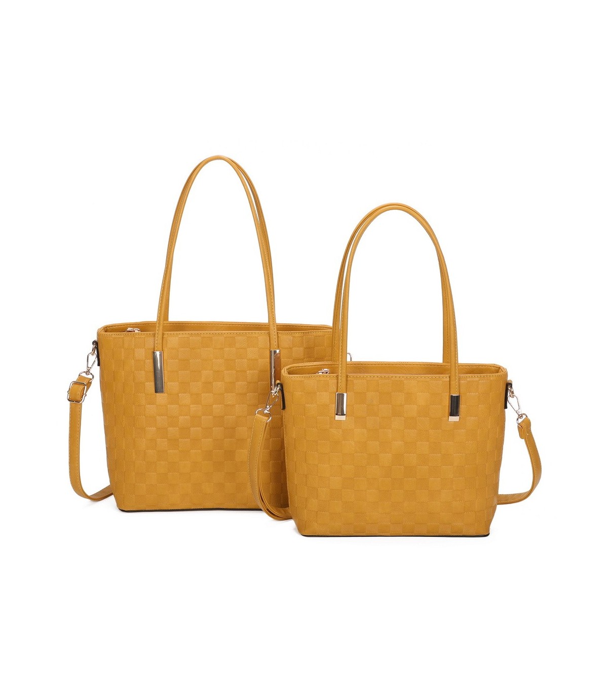 T11753 - Bolso conjunto con bandolera y textura ajedrezada