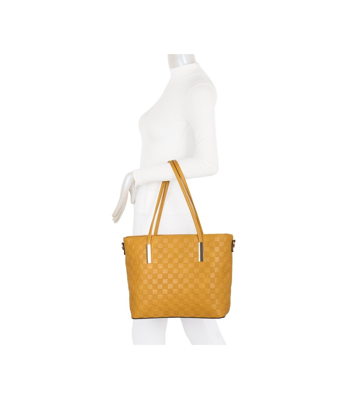 T11753 - Bolso conjunto con bandolera y textura ajedrezada