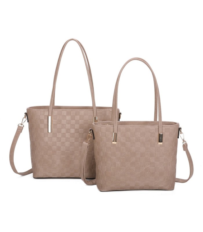 T11753 - Bolso conjunto con bandolera y textura ajedrezada