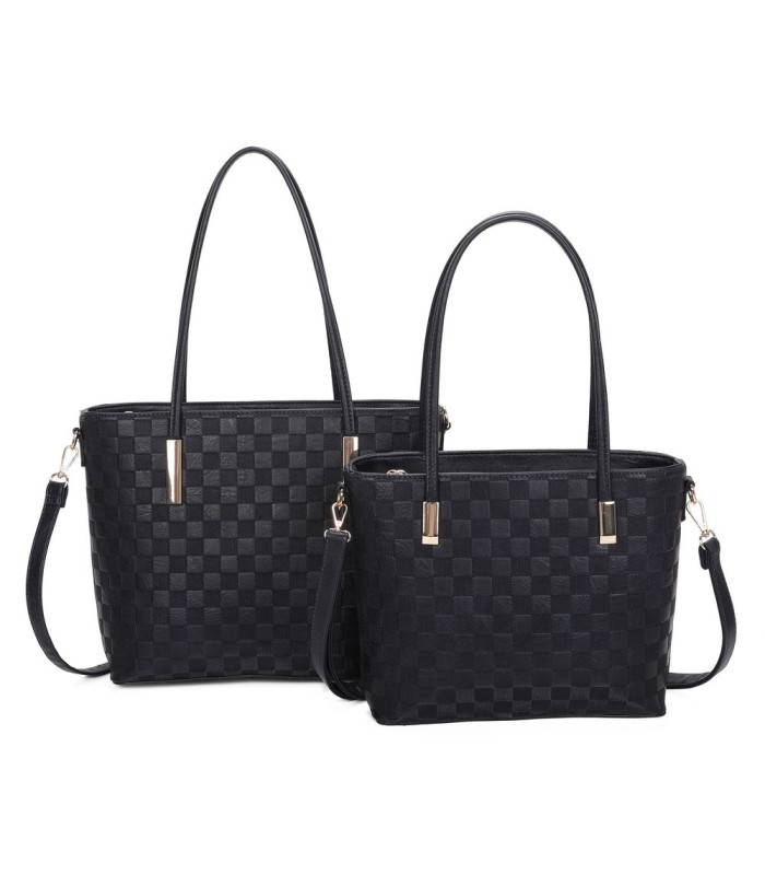 T11753 - Bolso conjunto con bandolera y textura ajedrezada