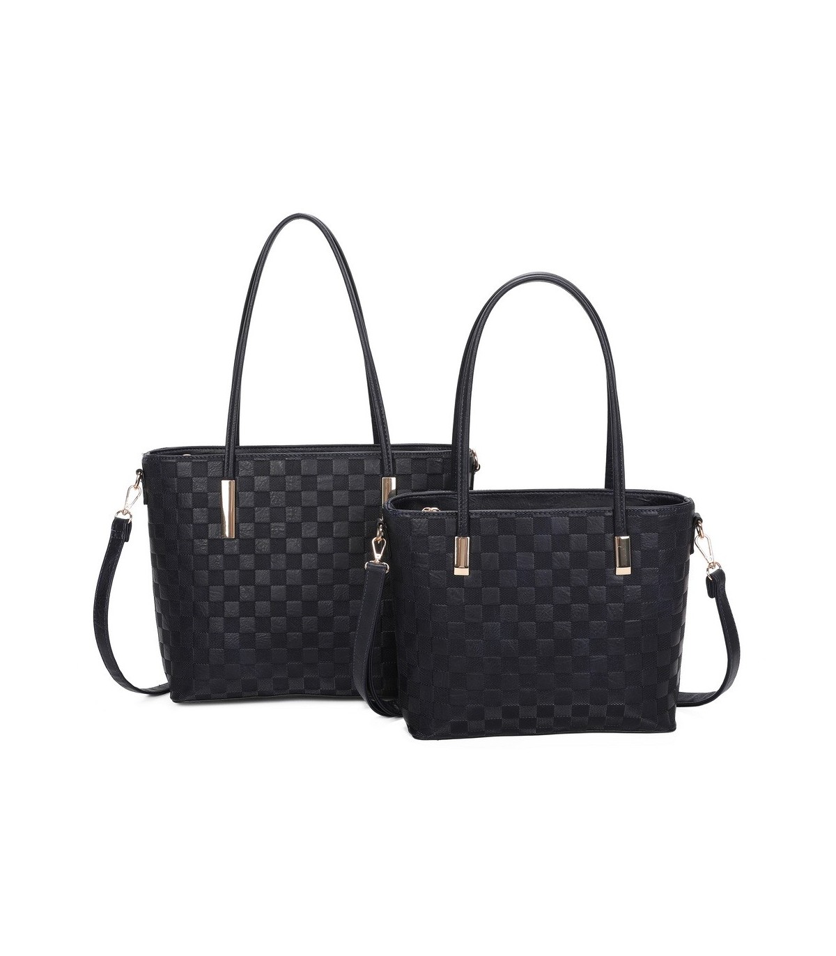 T11753 - Bolso conjunto con bandolera y textura ajedrezada