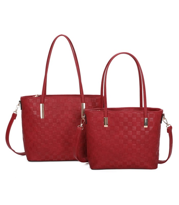 T11753 - Bolso conjunto con bandolera y textura ajedrezada