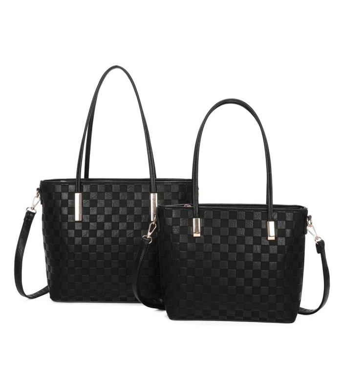 T11753 - Bolso conjunto con bandolera y textura ajedrezada