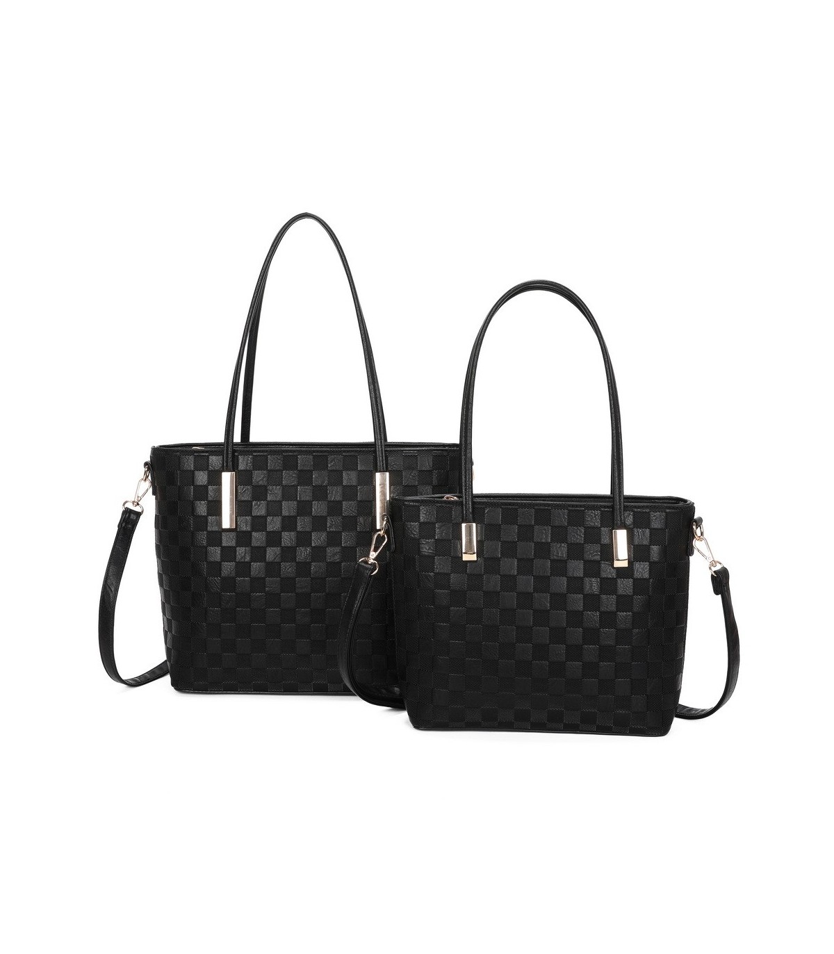 T11753 - Bolso conjunto con bandolera y textura ajedrezada