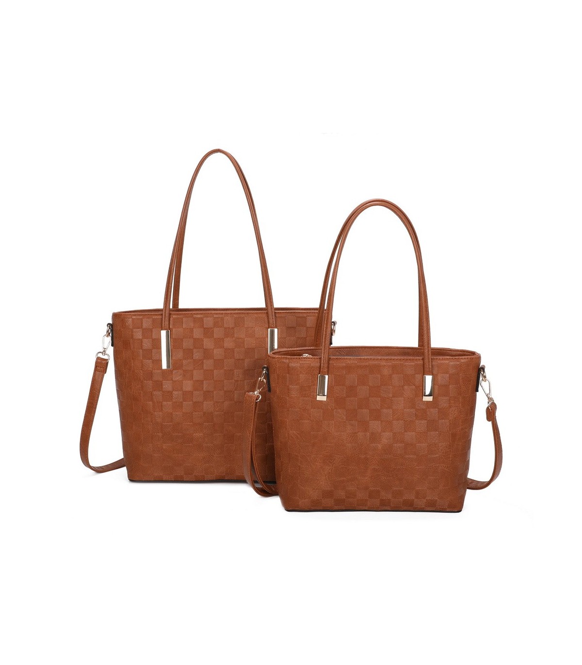 T11753 - Bolso conjunto con bandolera y textura ajedrezada