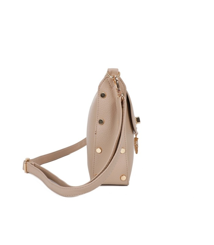 T11768 - Bolso pequeño con adorno de pluma dorada