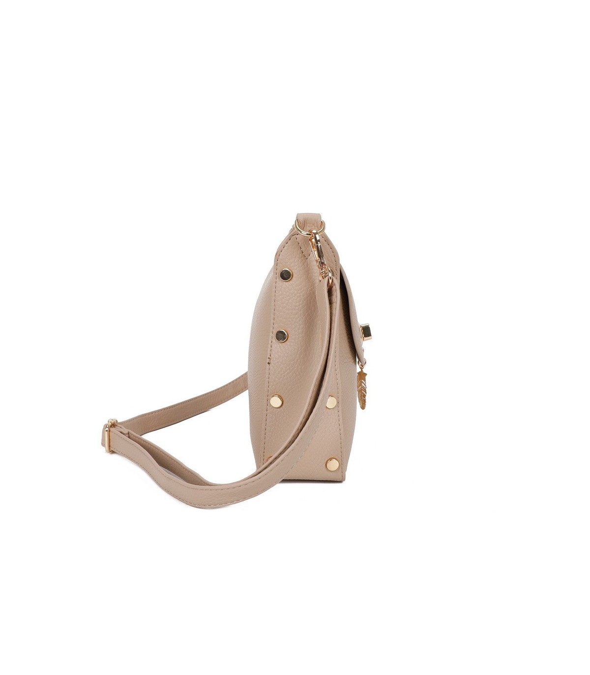 T11768 - Bolso pequeño con adorno de pluma dorada