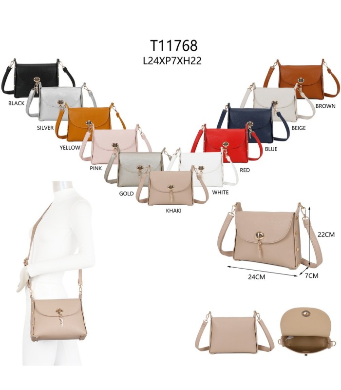 T11768 - Bolso pequeño con adorno de pluma dorada