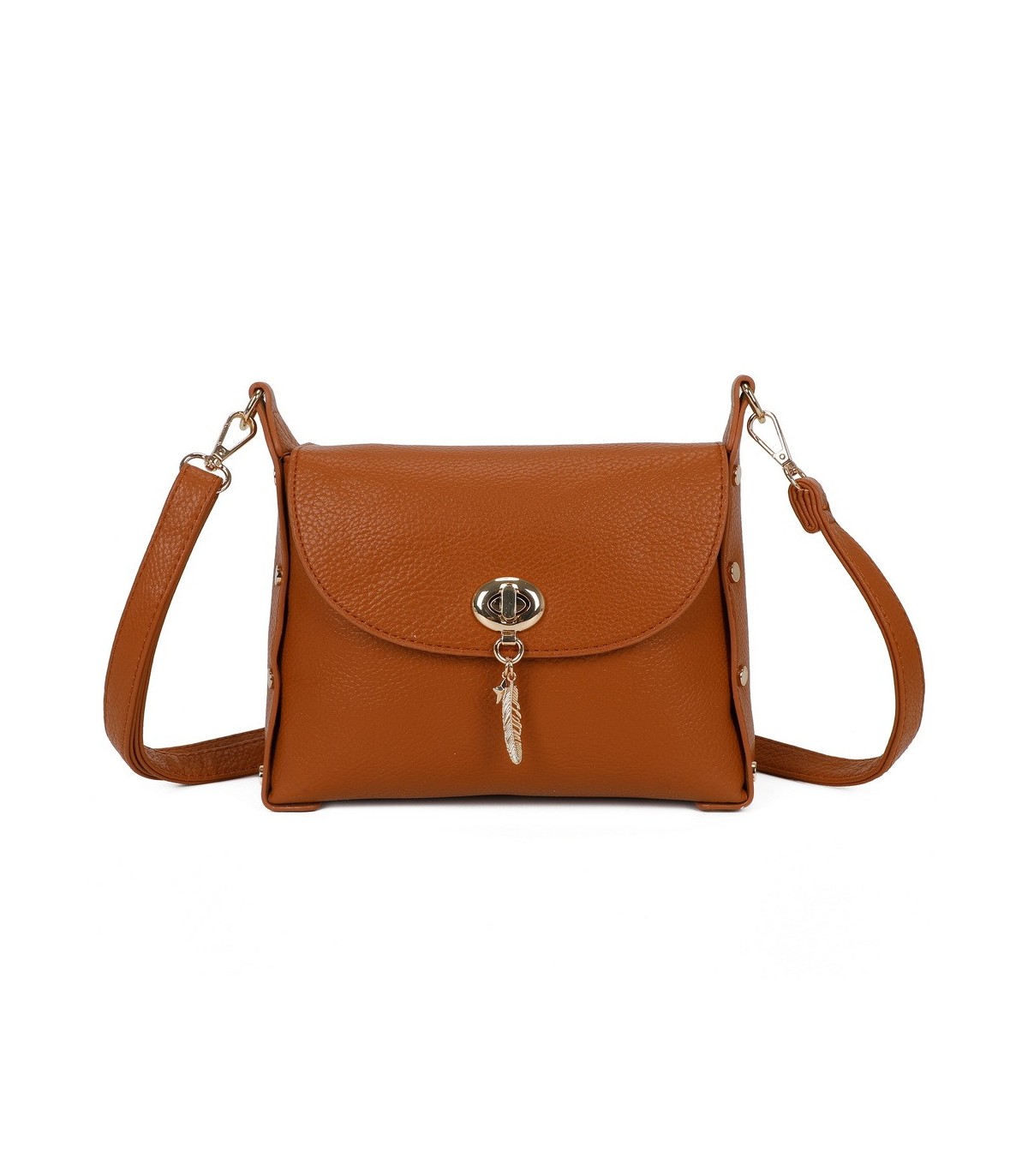 T11768 - Bolso pequeño con adorno de pluma dorada